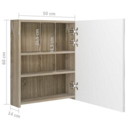 Berkfield Led Bathroom Mirror Cabinet White And Oak 50X14X60 Cm - thumbnail 8