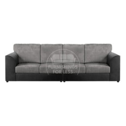 Furnishings For Less UK Luxor Long Fabric Jumbo Cord 4 Seater Sofa - Full Back Grey - thumbnail 1