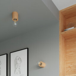 Luminosa Lighting Luminosa Salgado Surface Mounted Round Wall Lamp Natural Wood E27 - thumbnail 8
