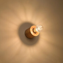 Luminosa Lighting Luminosa Salgado Surface Mounted Round Wall Lamp Natural Wood E27 - thumbnail 2