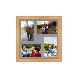 AK Frames 12X12 Country Pine Classic Multi Photo Frame With Mid Grey Mount - Holds 4 Apertures (4X) 6X4 Photos