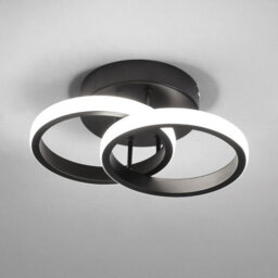 Pheashine Black Crossed Dual Ring Aluminium Led Flush Mount Ceiling Light 22W 6500K Cool White For Living Room, Bedroom, Kitchen - thumbnail 1