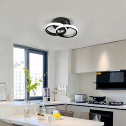 Pheashine Black Crossed Dual Ring Aluminium Led Flush Mount Ceiling Light 22W 6500K Cool White For Living Room, Bedroom, Kitchen - thumbnail 7