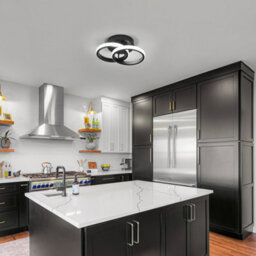 Pheashine Black Crossed Dual Ring Aluminium Led Flush Mount Ceiling Light 22W 6500K Cool White For Living Room, Bedroom, Kitchen - thumbnail 6