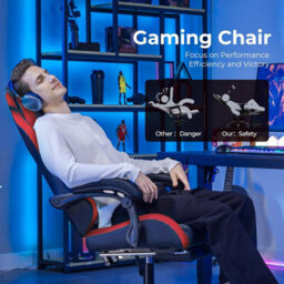 Gtplayer Gaming Chair, Heavy Duty Computer Chairs With Footrest Linkage Armrest And Lumbar Support, Ergonomic Office Chair, Red - thumbnail 5