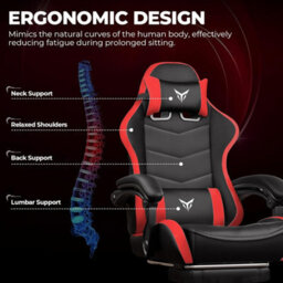 Gtplayer Gaming Chair, Heavy Duty Computer Chairs With Footrest Linkage Armrest And Lumbar Support, Ergonomic Office Chair, Red - thumbnail 3