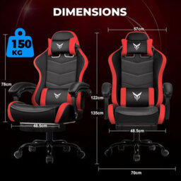 Gtplayer Gaming Chair, Heavy Duty Computer Chairs With Footrest Linkage Armrest And Lumbar Support, Ergonomic Office Chair, Red - thumbnail 2