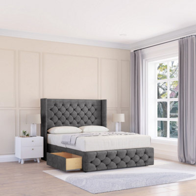 "Sloomy Luthor Plush Memory Foam Bed Set ,no Drawers, Mattress & 54"" Wingback Headboard With 12"" Footboard - Double" - image 1