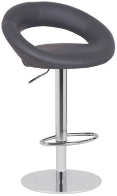 Lamboro Deluxe Sorrento Real Leather Kitchen & Breakasft Bar Stool,  Adjustable Swivel Gas Lift, Charcoal Grey - image 1