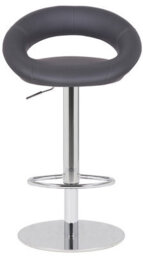 Lamboro Deluxe Sorrento Real Leather Kitchen & Breakasft Bar Stool,  Adjustable Swivel Gas Lift, Charcoal Grey - thumbnail 2