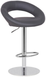 Lamboro Deluxe Sorrento Real Leather Kitchen & Breakasft Bar Stool,  Adjustable Swivel Gas Lift, Charcoal Grey - thumbnail 1