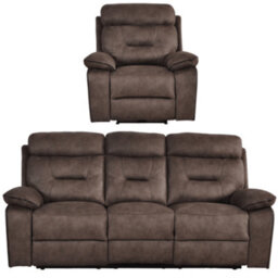 Furniture Instore Foster Brown Fabric Electric Recliner 3+1 Seater Sofa Set