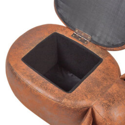 Beliani Elephant Kids Stool Storage Brown Faux Leather With Rubberwood Legs, W70 X D32 X H35Cm - thumbnail 9