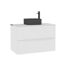 Royal Bathrooms Venice 800mm Gloss White Wall Mounted Bathroom Countertop Vanity Unit 2 Drawer With Art Square Basin - thumbnail 7
