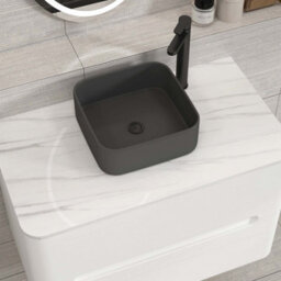 Royal Bathrooms Venice 800mm Gloss White Wall Mounted Bathroom Countertop Vanity Unit 2 Drawer With Art Square Basin - thumbnail 6