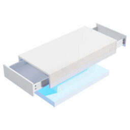 Abrihome High-Gloss Coffee Table With 2 Drawers, Led Lights, Modern Centre Table, Tea Table For Living Room, Office, 100X50X45Cm, White - thumbnail 9