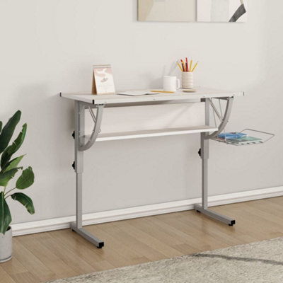 Berkfield Craft Desk White&grey 110X53X(58-87) Cm Engineered Wood&steel - image 1