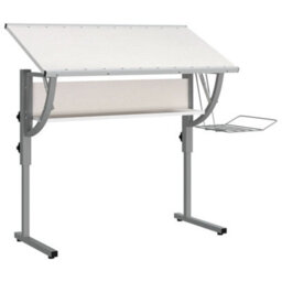 Berkfield Craft Desk White&grey 110X53X(58-87) Cm Engineered Wood&steel - thumbnail 5