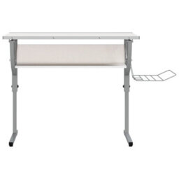 Berkfield Craft Desk White&grey 110X53X(58-87) Cm Engineered Wood&steel - thumbnail 3