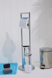 Orsina Unique Chrome Bathroom Set,toilet Brush & Roll Large Holder,toilet Roll Stand With Integrated Loo Brush - thumbnail 3