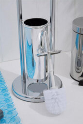 Orsina Unique Chrome Bathroom Set,toilet Brush & Roll Large Holder,toilet Roll Stand With Integrated Loo Brush - thumbnail 4