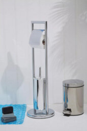 Orsina Unique Chrome Bathroom Set,toilet Brush & Roll Large Holder,toilet Roll Stand With Integrated Loo Brush - thumbnail 2