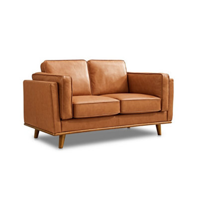 Valencia Artisan Leather Loveseat Sofa Cognac Nappa 11000 Top Grain Leather Alder Wood Legs And Frame - image 1
