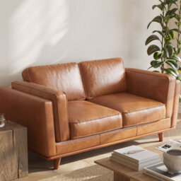 Valencia Artisan Leather Loveseat Sofa Cognac Nappa 11000 Top Grain Leather Alder Wood Legs And Frame - thumbnail 6
