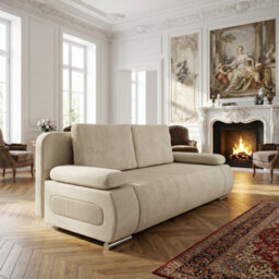 Emma M Corduroy Sofa Bed For Living Room Mdf Frame With Storage Loose Back Cushions 200X92X77 Cm Cream - thumbnail 2