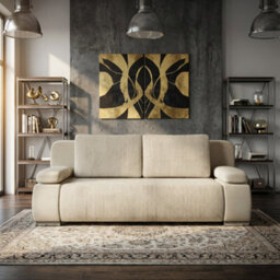 Emma M Corduroy Sofa Bed For Living Room Mdf Frame With Storage Loose Back Cushions 200X92X77 Cm Cream