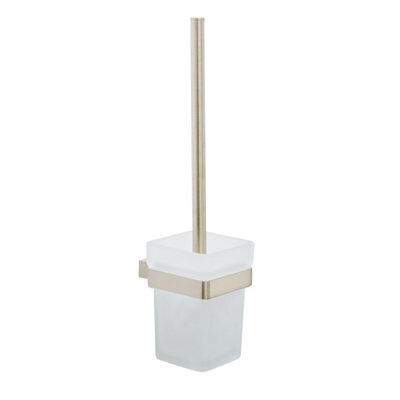 Bubly Bathrooms Brushed Nickel Toilet Brush Set - Modern Bathroom Cleaning Essential - image 1