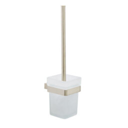 Bubly Bathrooms Brushed Nickel Toilet Brush Set - Modern Bathroom Cleaning Essential - thumbnail 1