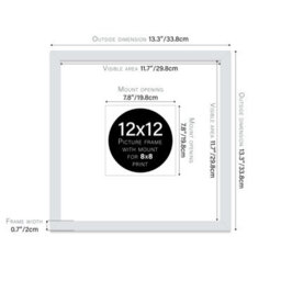 "12X12"" Light Grey Picture Frame - 12X12"" Square Frame With 8X8"" Mount For 12X12""/8X8"" Pictures Vintage Style Thin Edge, 1 Pack" - thumbnail 2