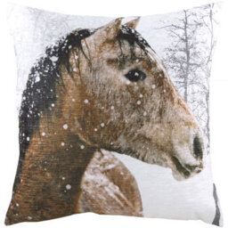 Evans Lichfield Photo Horse Printed Feather Filled Cushion - thumbnail 1