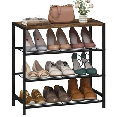 Rustic Brown 4 Tier Industrial Shoe Rack 59X30X63Cm - image 1