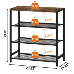 Rustic Brown 4 Tier Industrial Shoe Rack 59X30X63Cm - thumbnail 2