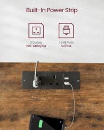 Songmics Office Platform, Extended Electric Standing Desk With Smart Height Control, Rustic Brown And Black - thumbnail 3