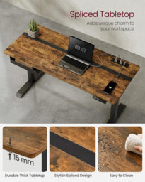 Songmics Office Platform, Extended Electric Standing Desk With Smart Height Control, Rustic Brown And Black - thumbnail 4