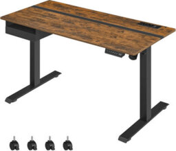 Songmics Office Platform, Extended Electric Standing Desk With Smart Height Control, Rustic Brown And Black - thumbnail 8