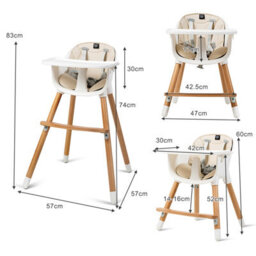 Costway 3 In 1 Baby Infant High Chair Feeding Dining Chair W/ Food Tray & Safety Belt - thumbnail 2