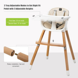 Costway 3 In 1 Baby Infant High Chair Feeding Dining Chair W/ Food Tray & Safety Belt - thumbnail 5