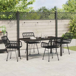 Berkfield Garden Dining Set 5 Pcs Black Poly Rattan