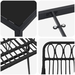 Berkfield Garden Dining Set 5 Pcs Black Poly Rattan - thumbnail 8