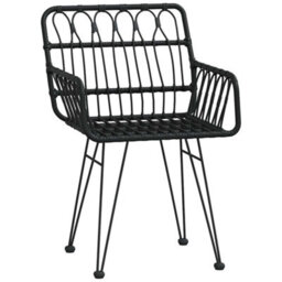 Berkfield Garden Dining Set 5 Pcs Black Poly Rattan - thumbnail 5