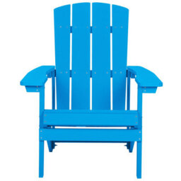 Beliani Garden Chair In Matt Blue Faux Wood With Footstool - Weather-Resistant Modern Outdoor Seating - thumbnail 5