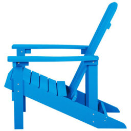 Beliani Garden Chair In Matt Blue Faux Wood With Footstool - Weather-Resistant Modern Outdoor Seating - thumbnail 6