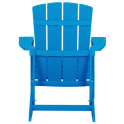 Beliani Garden Chair In Matt Blue Faux Wood With Footstool - Weather-Resistant Modern Outdoor Seating - thumbnail 1