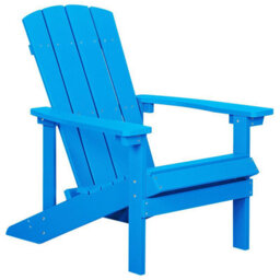 Beliani Garden Chair In Matt Blue Faux Wood With Footstool - Weather-Resistant Modern Outdoor Seating - thumbnail 4