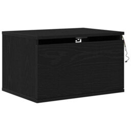 Berkfield Modern Bedside Cabinet With Led Wall-Mounted Black Oak 50X36X30 Cm - thumbnail 1