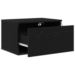 Berkfield Modern Bedside Cabinet With Led Wall-Mounted Black Oak 50X36X30 Cm - thumbnail 5